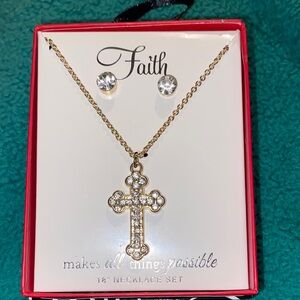 Macy's Gold and Silver Cross Necklace Set